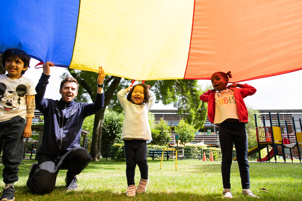 Children in the Fountation Stage in a Physical Education Specialist Lesson at The British School, an International School in The Hague