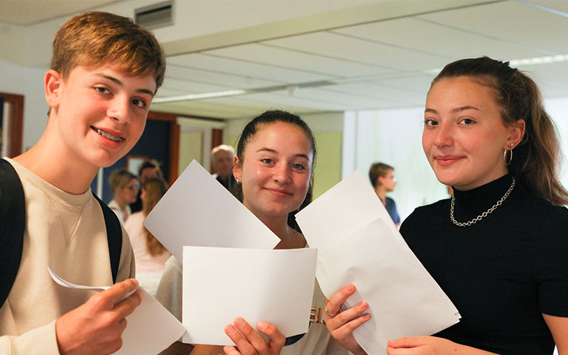 Students getting their exam results