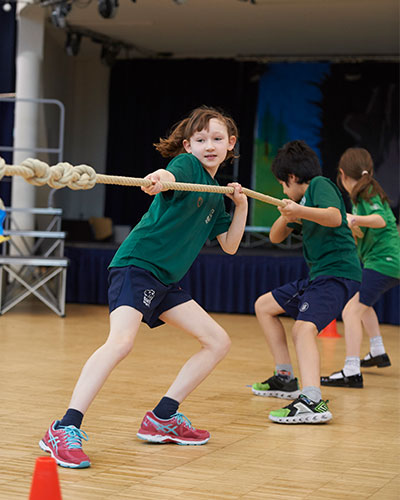 Students playing tug of war